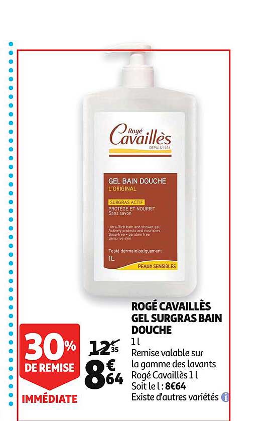 rogé cavaillès gel surgras bain douche 30% de remise immédiate