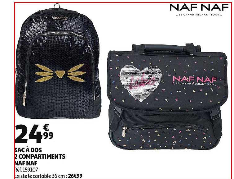 sac à dos 2 compartiments naf naf