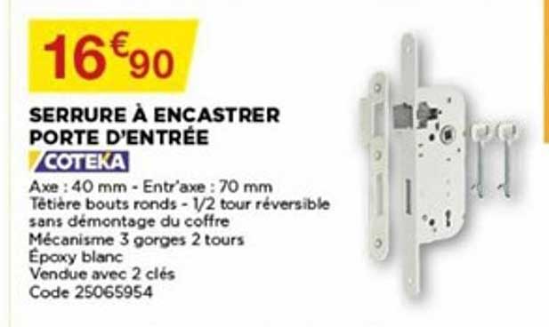 serrure à encastrer porte d'entrrée coteka