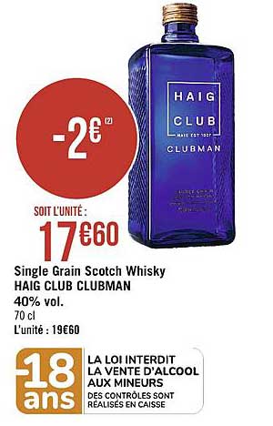 single grain scotch whisky haig club clubman 40% vol.