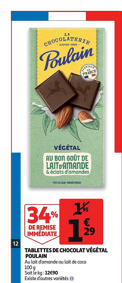 Tablettes De Chocolat Végétal Poulain 34% De Remise Immédiate