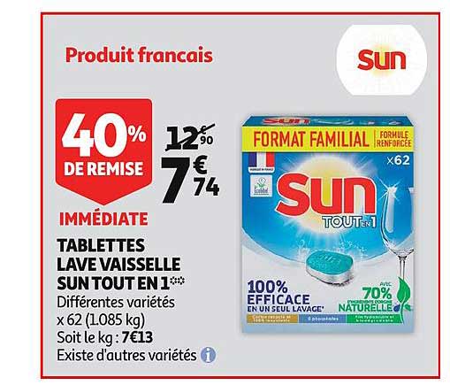 tablettes lave vaisselle sun tout en 1 40% de remise immédiate