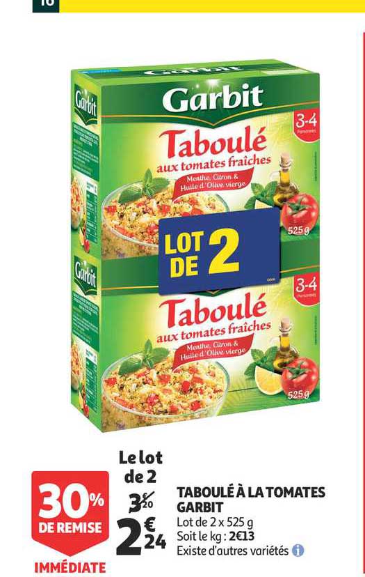 Taboulé à La Tomates Garbit 30% De Remise Immédiate