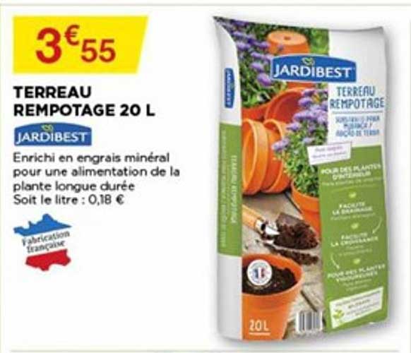terreau rempotage 20 l jardibest