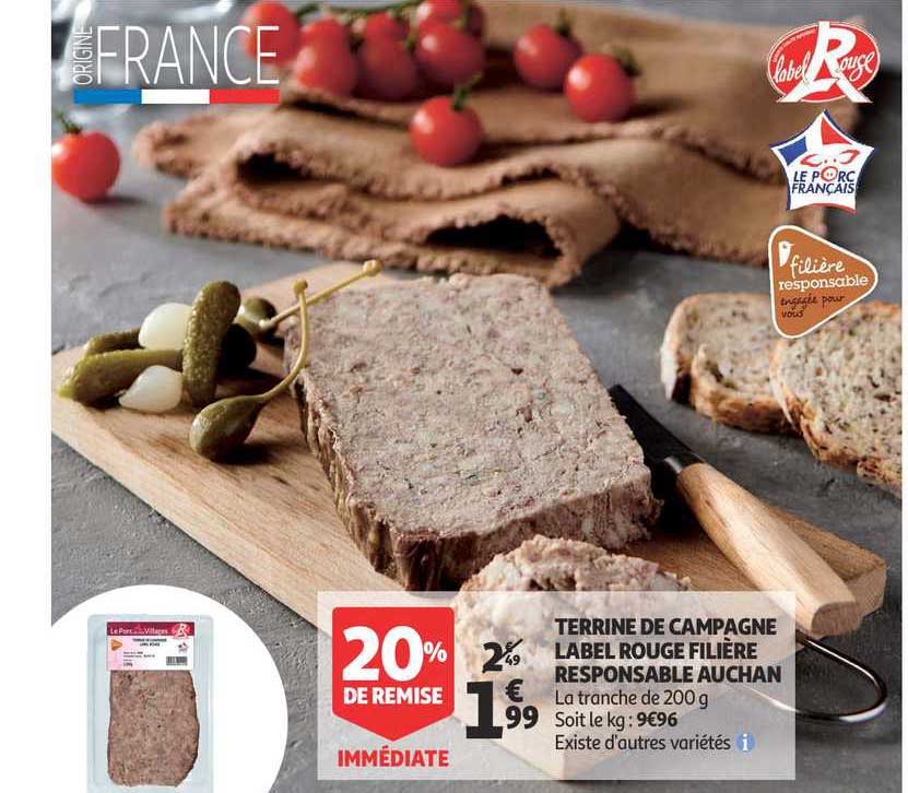 Terrine De Campagne Label Rouge Filière Responsable Auchan