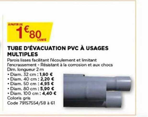 tube d'évacuation pvc à usage multiples
