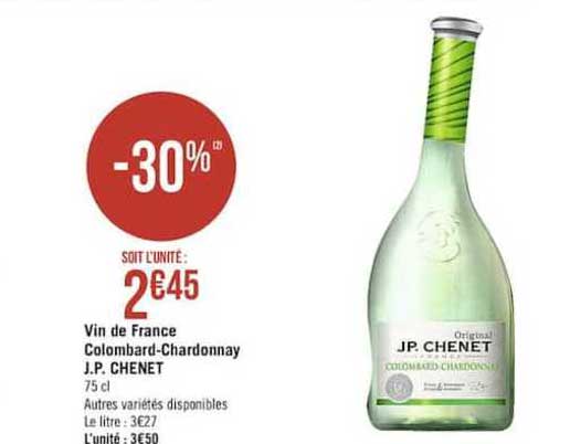 vin de france colombard chardonnay j.p. chenet