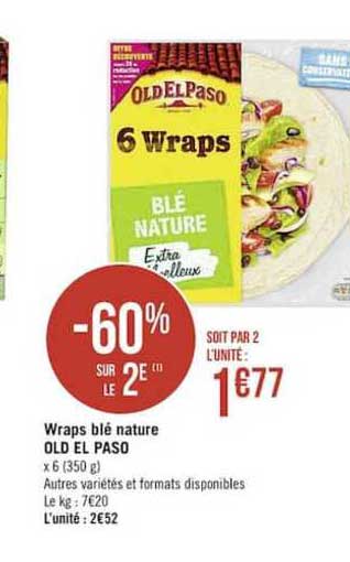 Wraps Blé Nature Old El Paso -60% Sur Le 2e