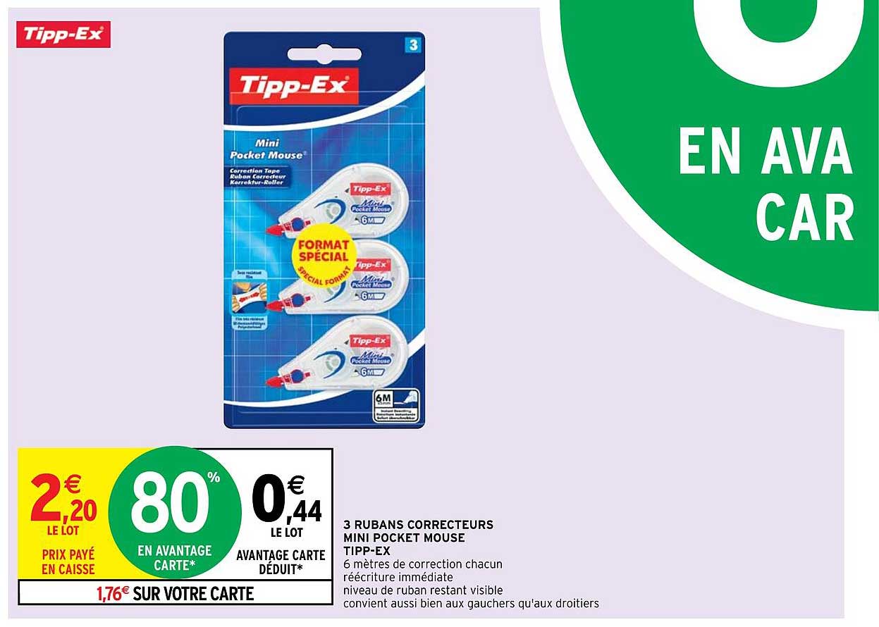 3 rubans correcteurs mini pocket mouse tipp-ex