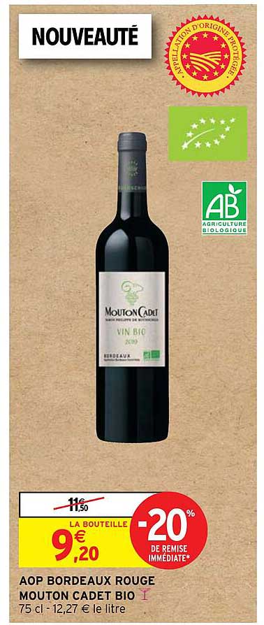 aop bordeaux rouge mouton cadet bio