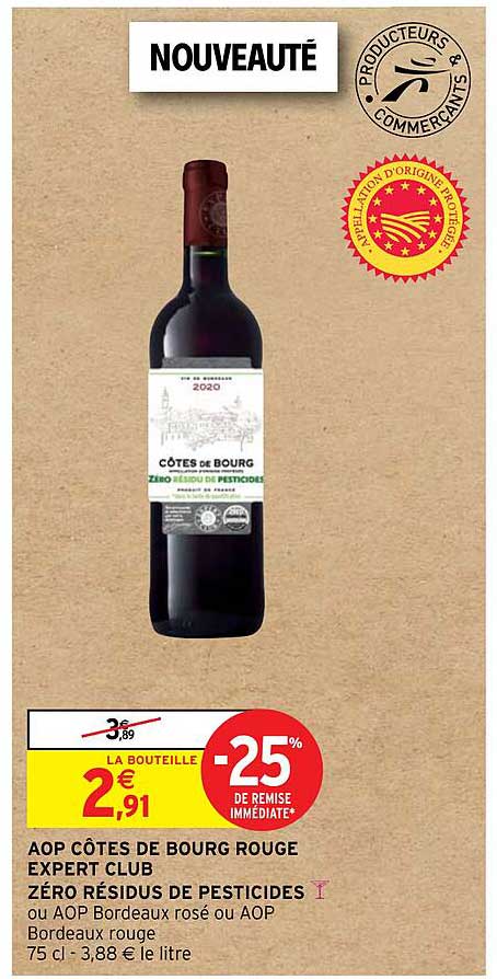 aop côtes de bourg rouge expert club zéro résidus de pesticides