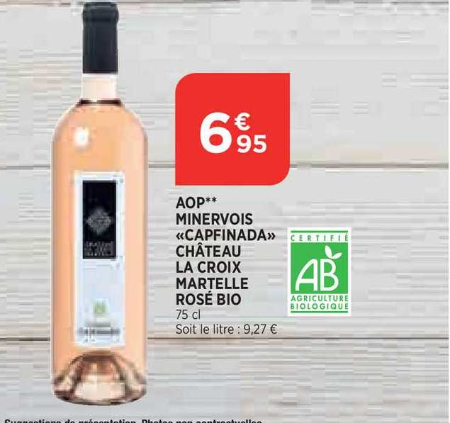 aop minervois «capfinada» château la croix martelle rosé bio