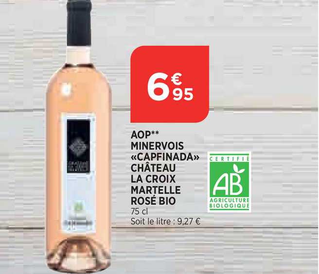 aop minervois «capfinada» château la croix martelle rosé bio