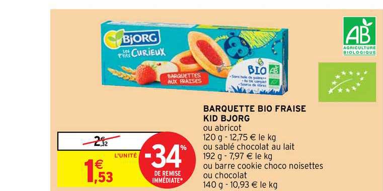 barquette bio fraise kid bjorg