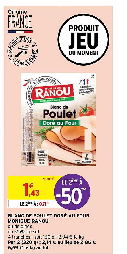 blanc de poulet doré au four monique ranou