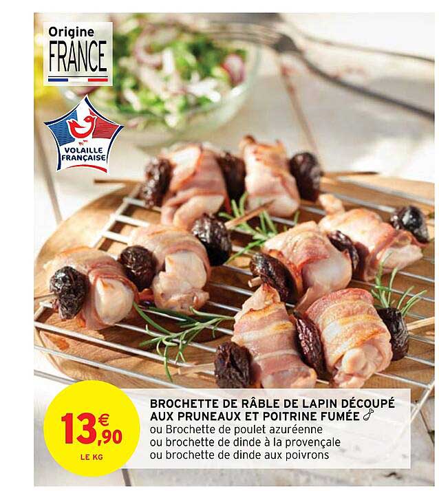 Brochette De Râble De Lapin Découpé Aux Pruneaux Et Poitrine Fumée
