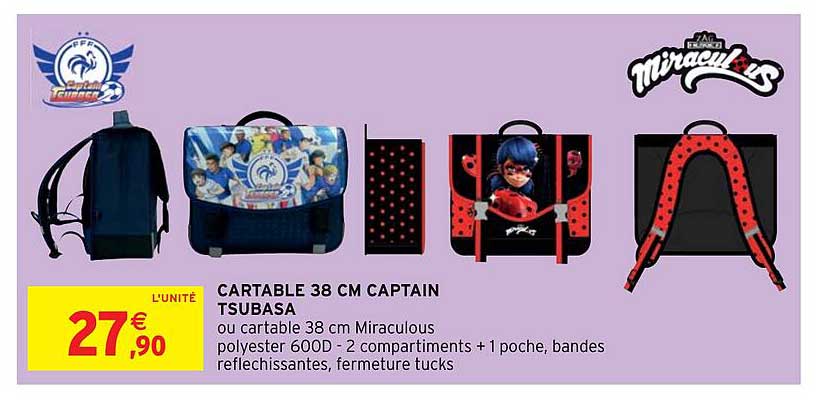 cartable 38 cm captain tsubasa