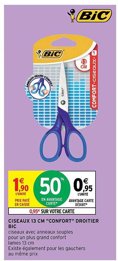 Ciseaux 13 Cm "confort" Droitier Bic