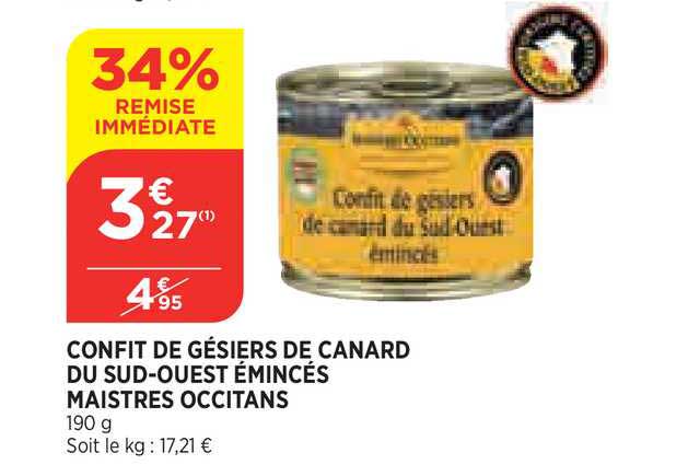 confit de gésiers de canard du sud-ouest émincés maistres occitans