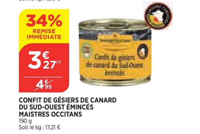 confit de gésiers de canard du sud-ouest émincés maistres occitans