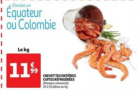 Crevettes Entières Cuites Réfrigérées