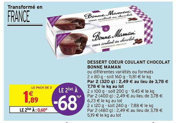 dessert cœur coulant chocolat bonne maman