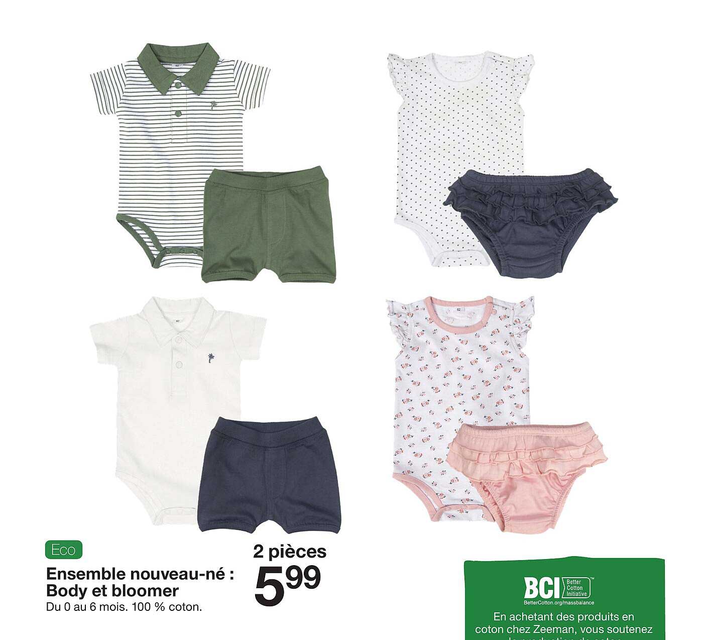 ensemble nouveau-né body et bloomer