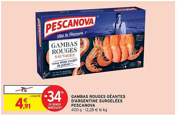 gambas rouges géantes d'argentine surgelées pescanova