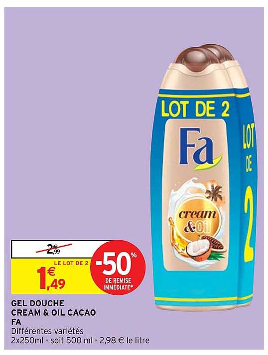 gel douche cream & oil cacao fa