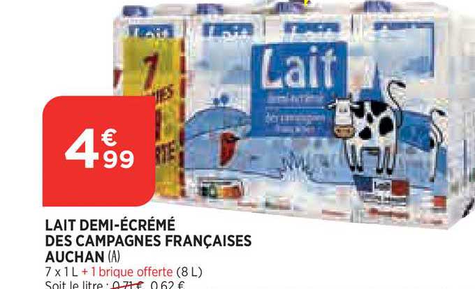 lait demi-écrémé des campagnes françaises auchan