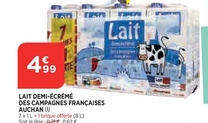 lait demi-écrémé des campagnes françaises auchan