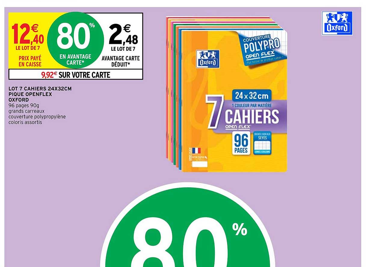 lot 7 cahiers 24x32 cm pique openflex oxford