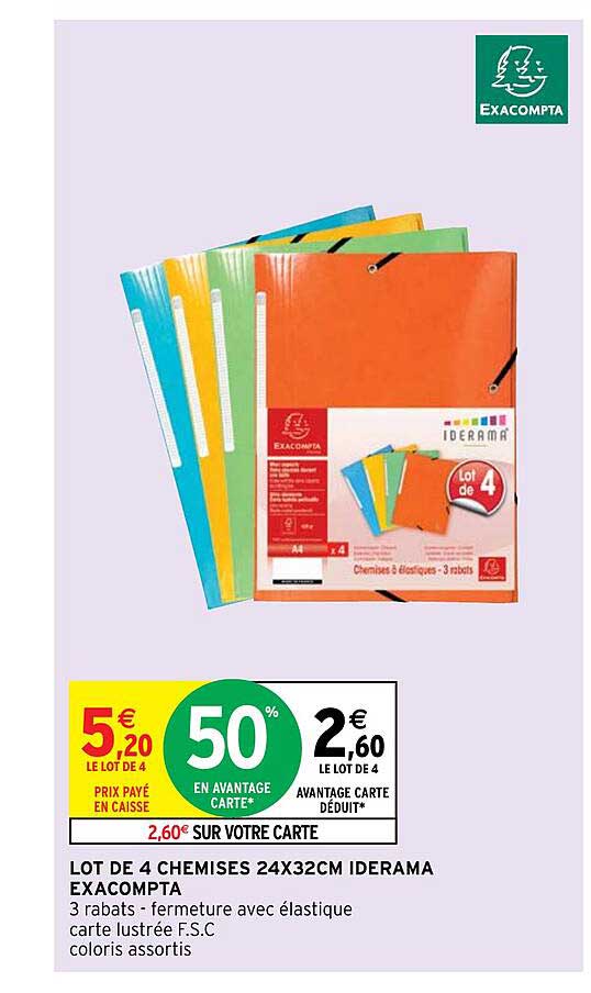 lot de 4 chemises 24x32 cm iderama exacompta