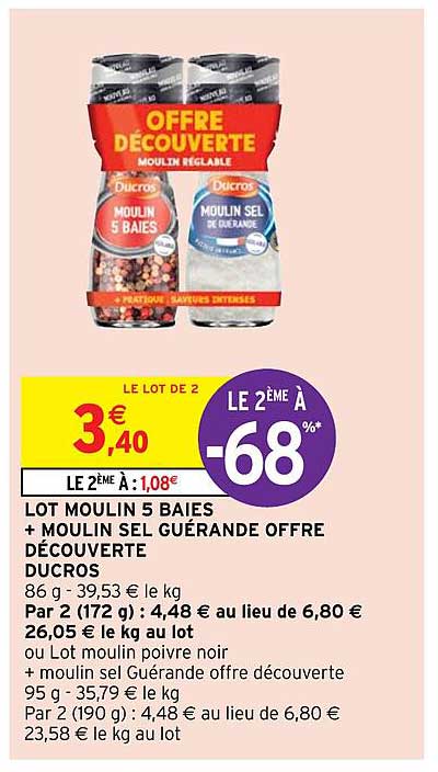 Lot Moulin 5 Baies + Moulin Sel Guérande Offre Découverte Ducros