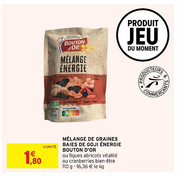 mélange de graines baies de goji énergie bouton d'or