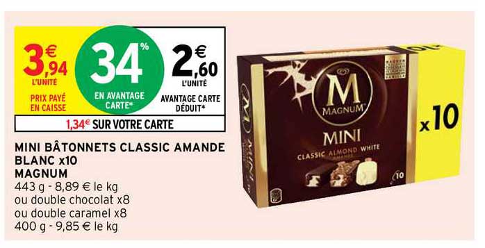 min bâtonnets classic amande blanc x10 magnum