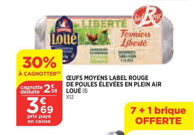 oeufs moyens label rouge de poules élevées en plein air loué