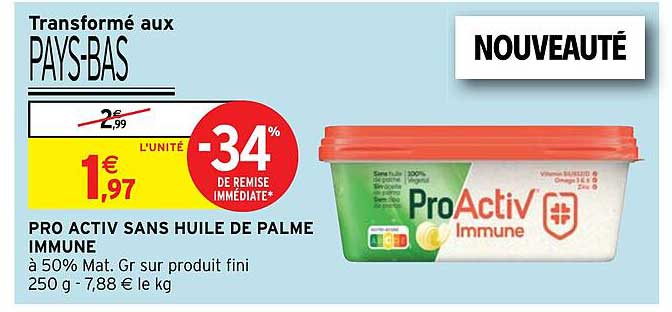 pro activ sans huile de palme immune