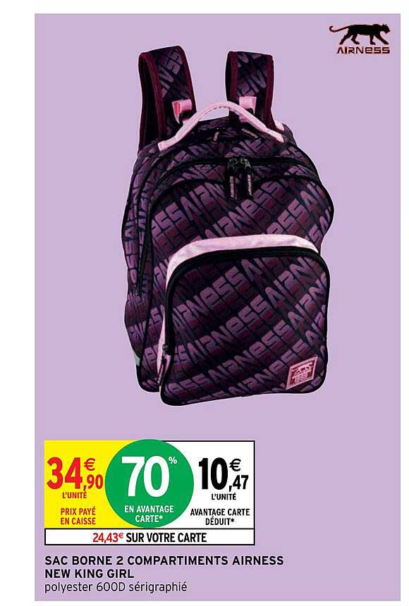 sac borne 2 compartiments airness new king girl
