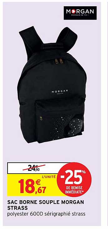 sac borne souple morgan strass