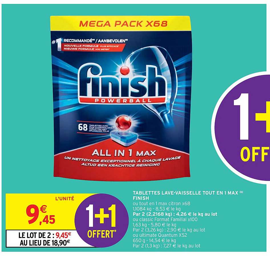 tablettes lave-vaisselle tout en 1 max finish