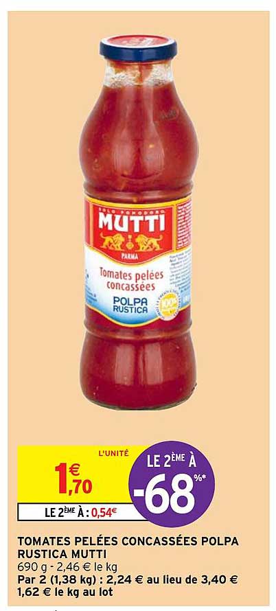 tomates pelées concassées polpa rustica mutti
