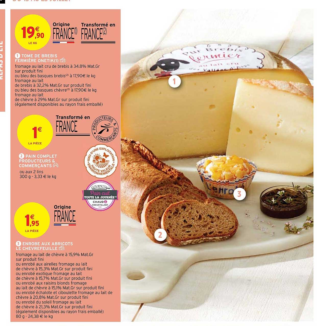 tome de brebis fermière onetik, pain complet producteurs & commerçants, enrobé aux abricots le chevrefeuille