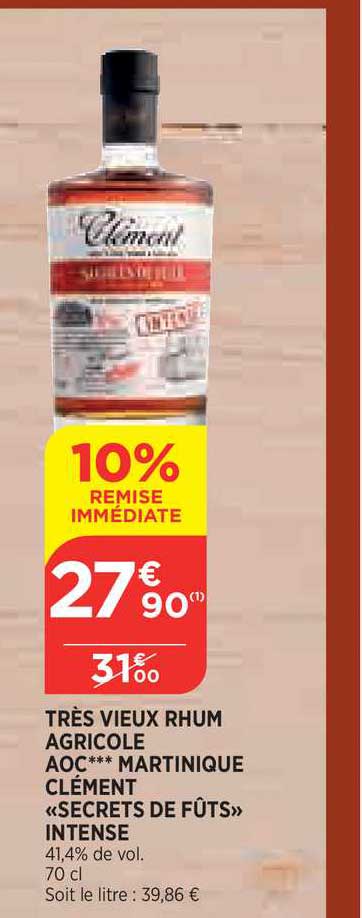 très vieux rhum agricole aoc martinique clément «secrets de fûts» intense