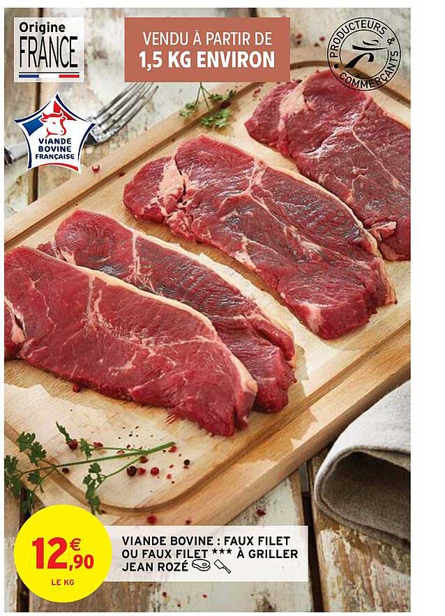 viande bovine : faux filet ou faux filet à griller jean rozé