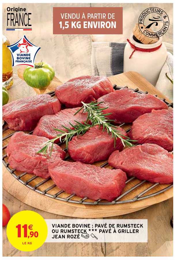 viande bovine : pavé de rumsteck ou rumsteck pavé à griller jean rozé