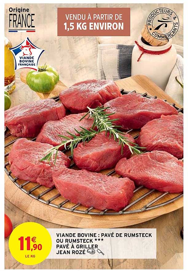 Viande Bovine : Pavé De Rumsteck Ou Rumsteck Pavé à Griller Jean Rozé