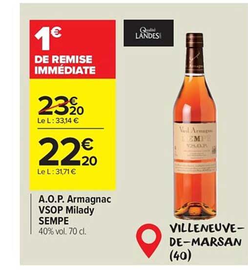 a.o.p. armagnac vsop milady sempe