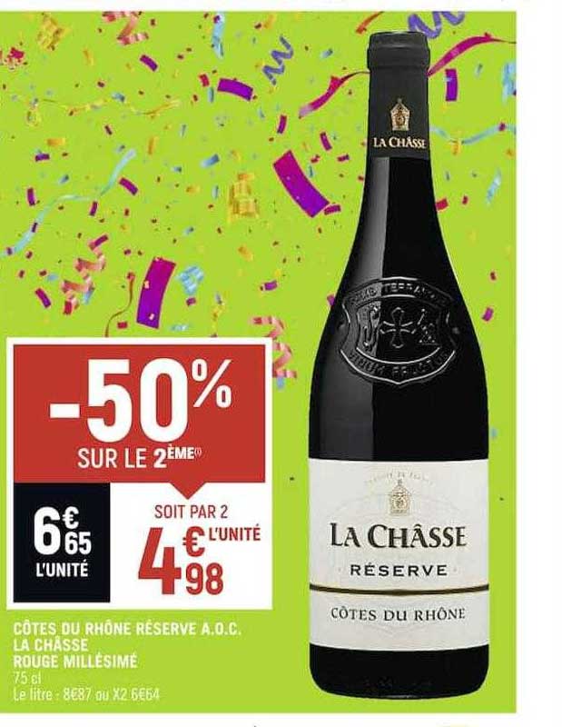 côtes du rhône réserve a.o.c. la châsse rouge millésimé