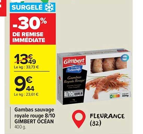 gambas sauvage royale rouge 8/10 gimbert océan